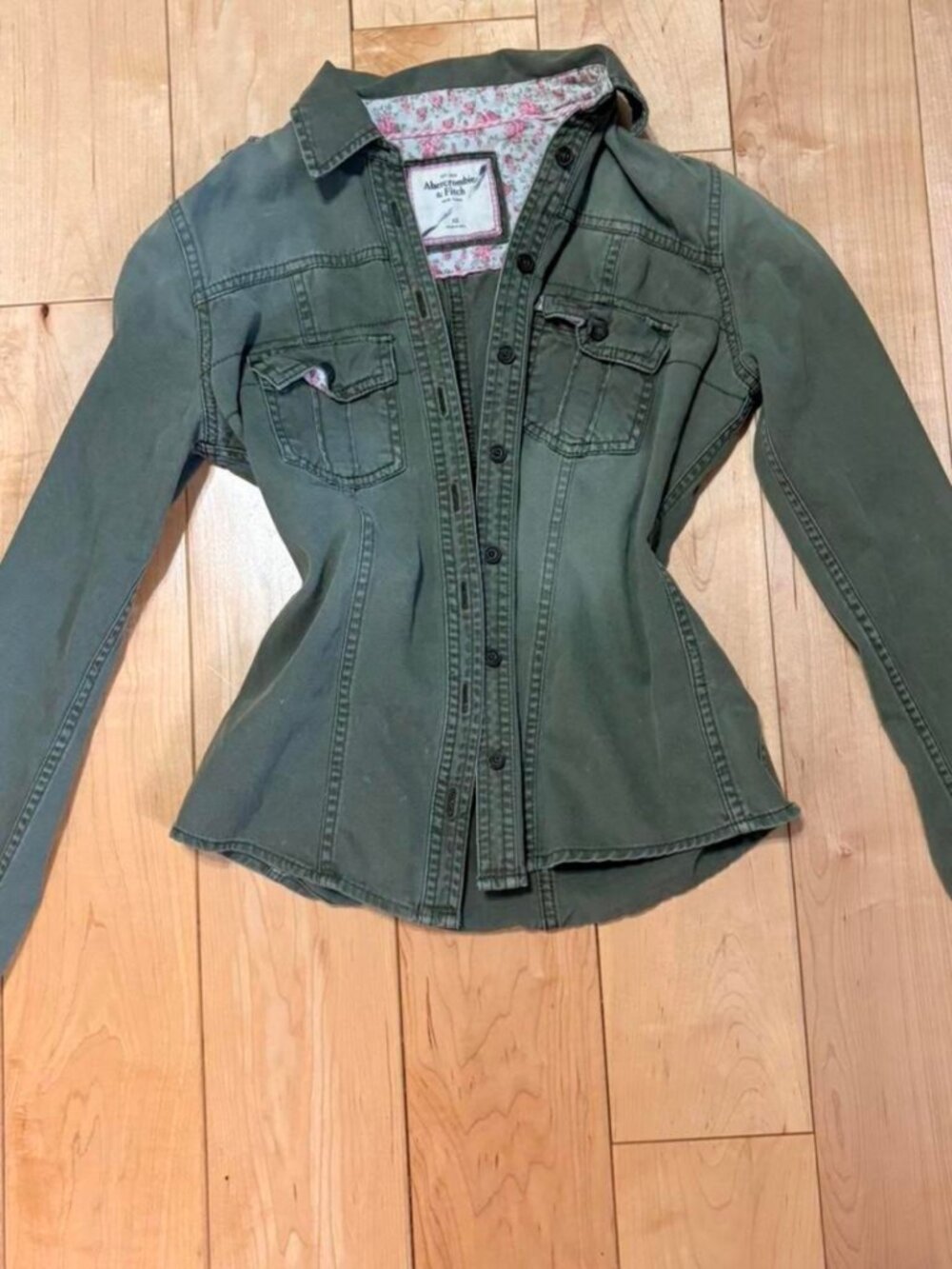 Abercrombie & Fitch Women's Green and Khaki Jacket